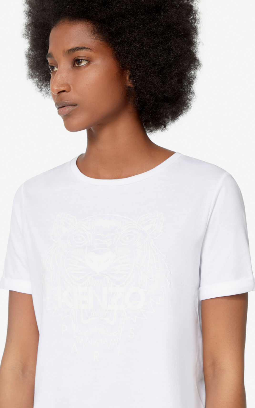 Camisetas Kenzo Iridescent Tiger Mujer Blancas RLT721430